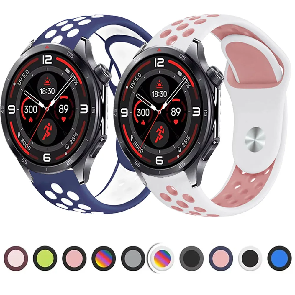 Two-Color Breathable Silicone Strap, 18/20/22mm