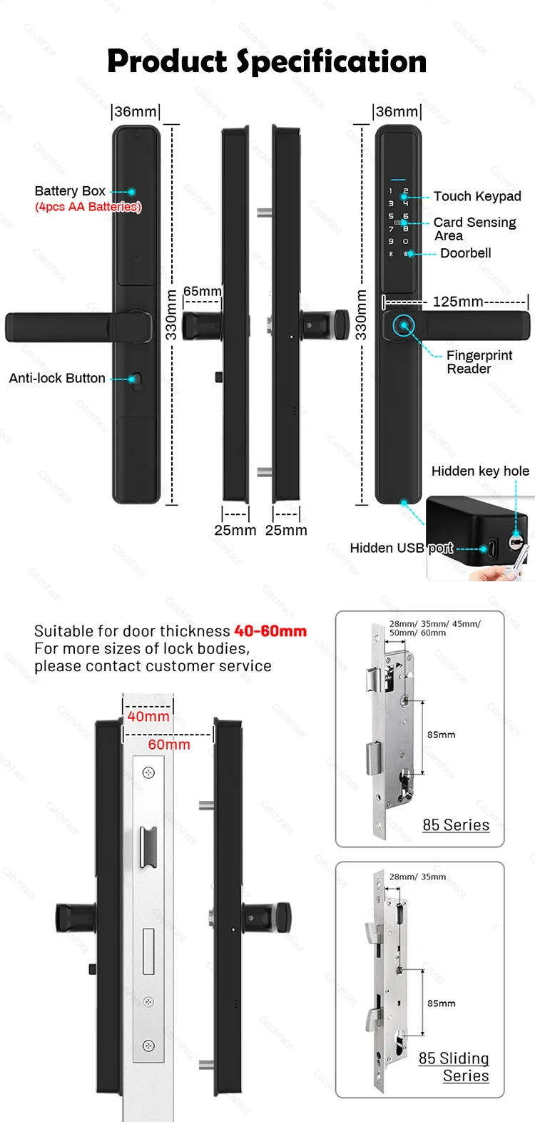Waterproof Camera Outdoor Fingerprint TUYA WIFI APP RFID Card Code Keyless Smart