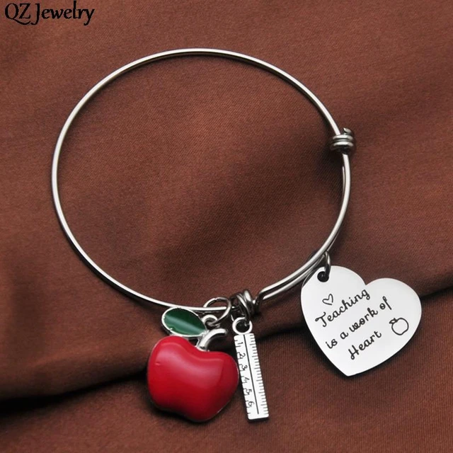Teacher Bracelet with Vanilla & Pink Charms Gift - Teacher Jewellery –  Liberty Charms