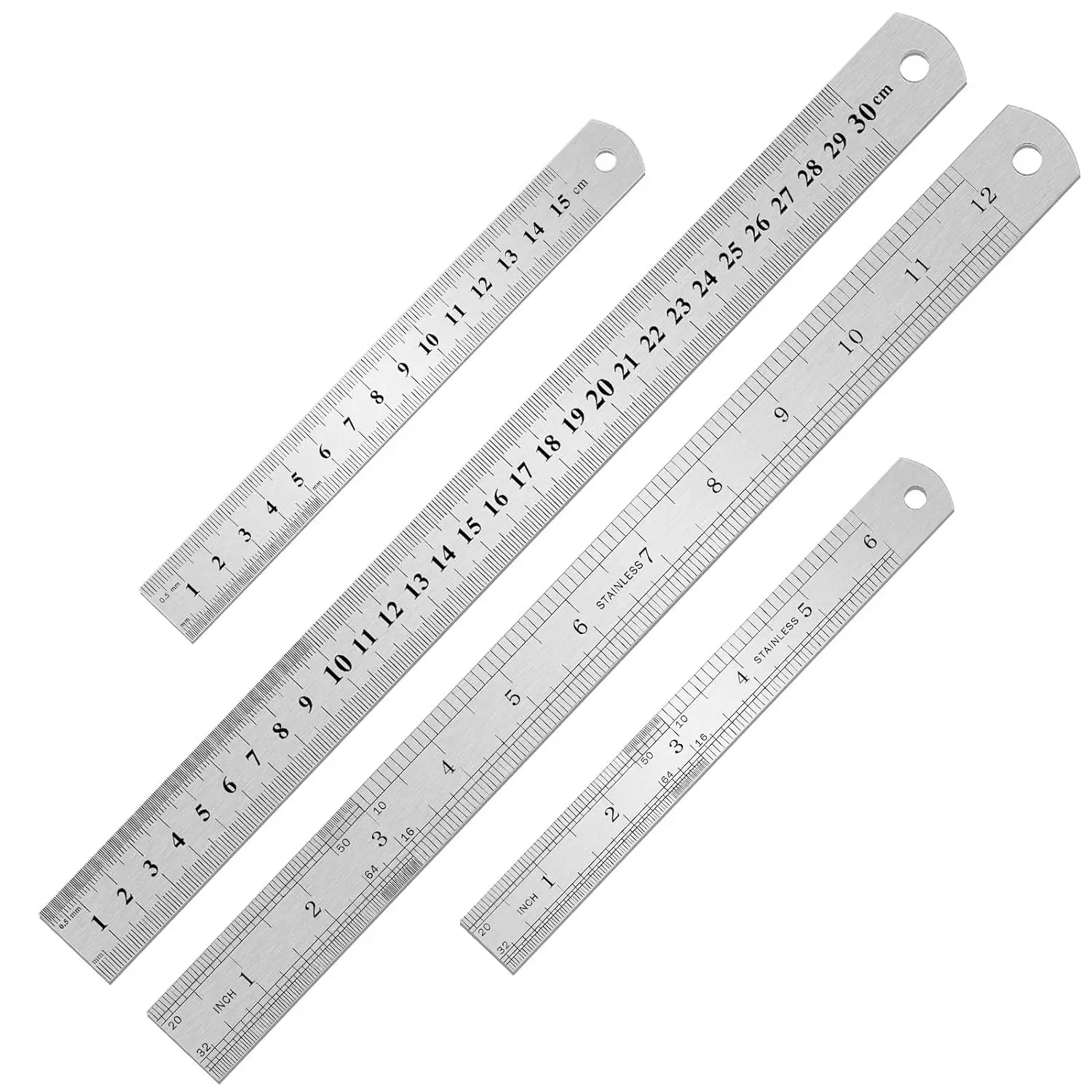 Stainless steel ruler 2PCS Metal Ruler Steel Ruler Inch Metric 6 12 Inch Easy to Read Inch Mm Cm School