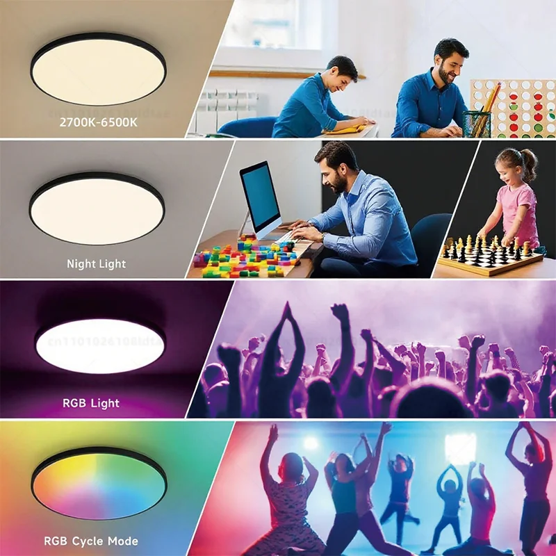 Ceiling Light Tuya Smart WiFi 24W RGBCW Circular Atmosphere Light APP Control Suitable for Alexa Google Home Bedroom Home