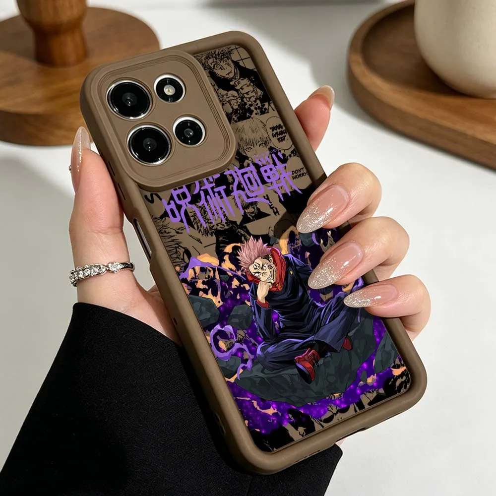 Trendy Anime Jujutsu Kaisen Silicone Phone Case with Eye Ladder Design