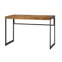 Office Set with Bookcase and Desk Antique Nutmeg Wood Finish 2 Piece Set Durable Metal Base 4 Shelf Display Spacious and Stylish 1