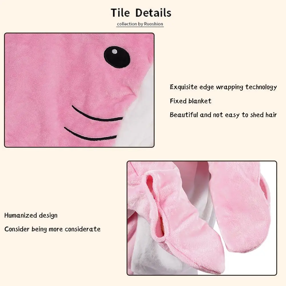 Pink Cartoon Whale Shark Sleeping Bag with Hand Hole