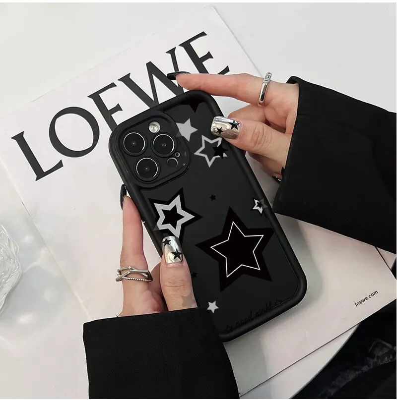 Black Pink Stars Creative Soft TPU Phone Case
