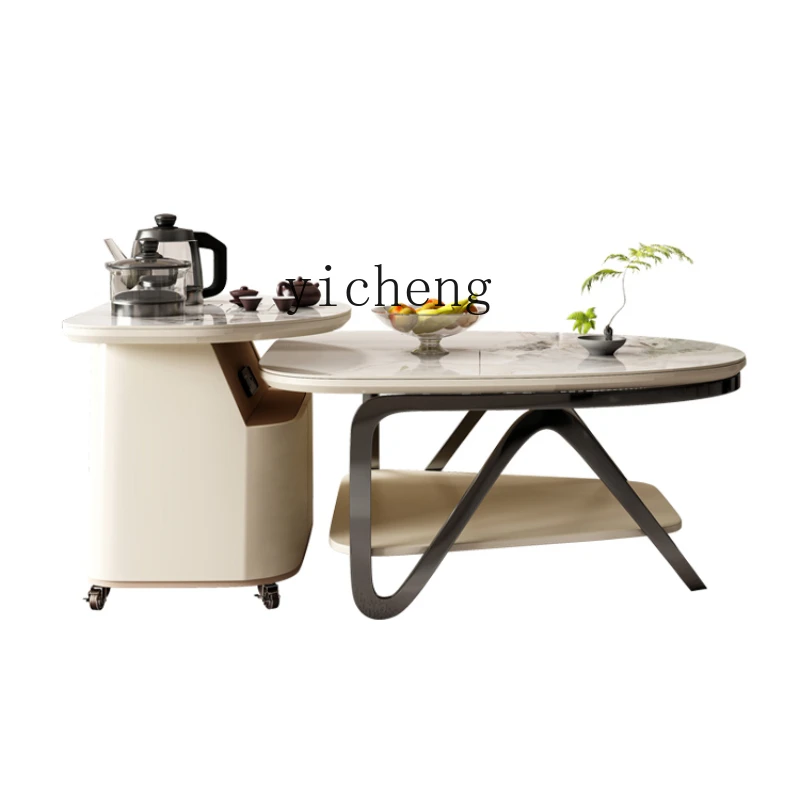 

XL Stone Plate Coffee Table Retractable Small Apartment Living Room Modern Multi-Functional Tea Table One Body