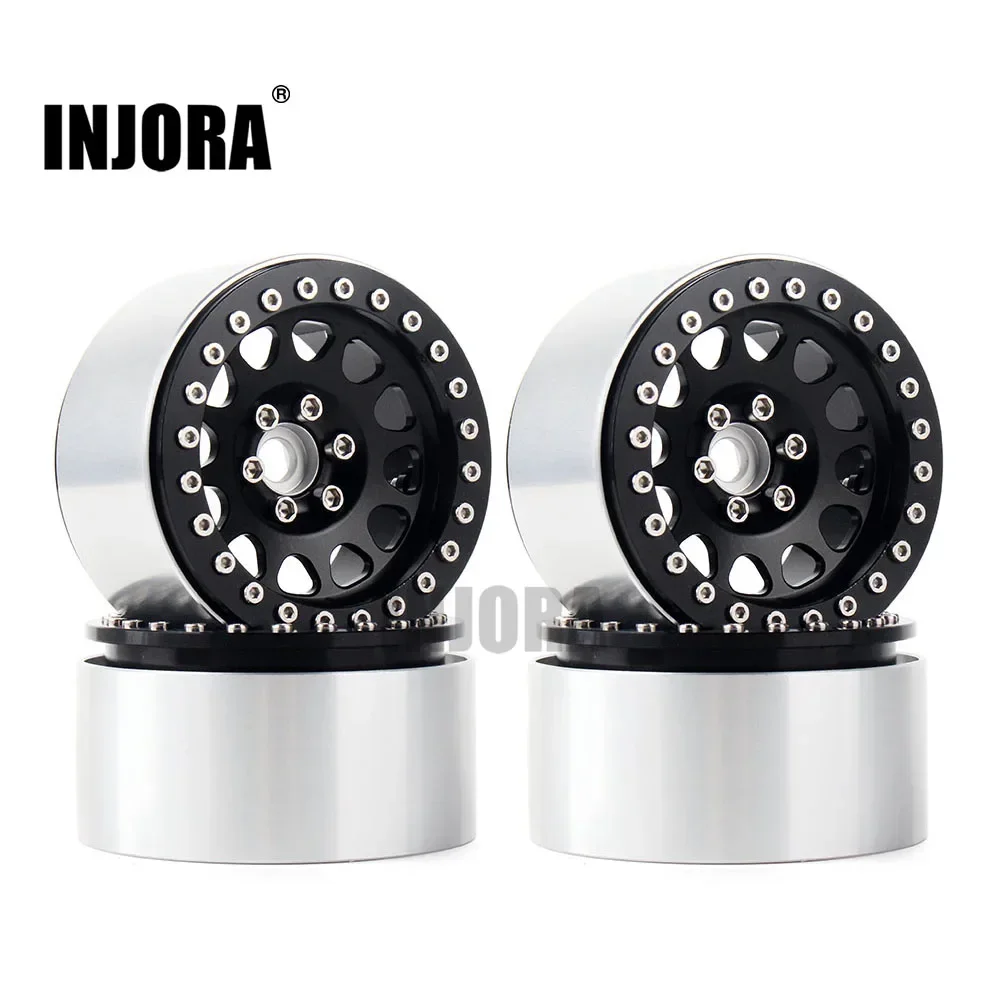 INJORA 2.2 Inch RC Beadlock Wheels 4pcs - 12mm Hex For Axial SCX10 TRX4 Rock Crawlers