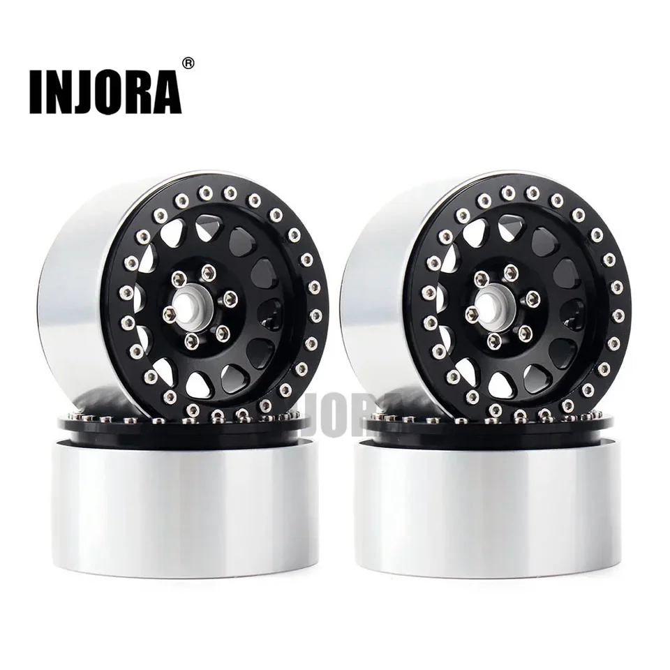 INJORA 2.2 Inch RC Beadlock Wheels - 4 Pack Metal Rims For 1:10 Scale Rock Crawlers