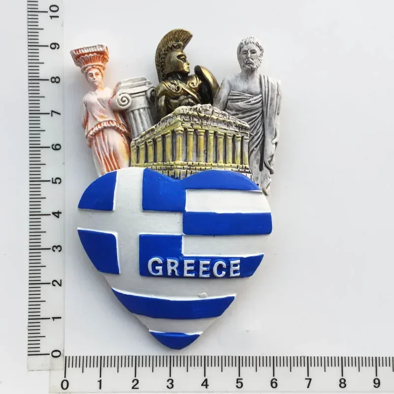 Greek Tourist Souvenirs Fridge Magnet Greece Flag Samurai Spartan Helmet Hand Painting Magnetic Stickers