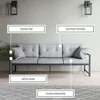 Modern Outdoor Metal Sofa with Plush Cushions and Throw Pillows Patio Porch Deck Yard Mix and Match Seating and Tables Charcoal 3