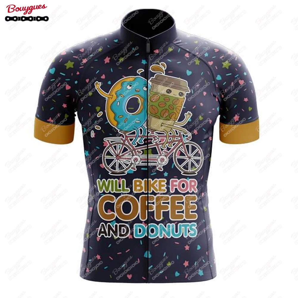 Donut Give Up Cycling Jersey for Men Short Sleeve Reflective MTB