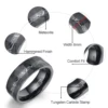 Nuncad 8mm Brushed Matte Black Hammered Meteorite Tungsten Carbide Ring for Man Jewelry 4