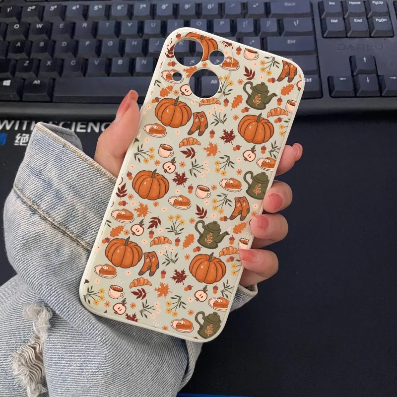 Autumn Leaf Pattern Graphic Silicone Phone Case Cover