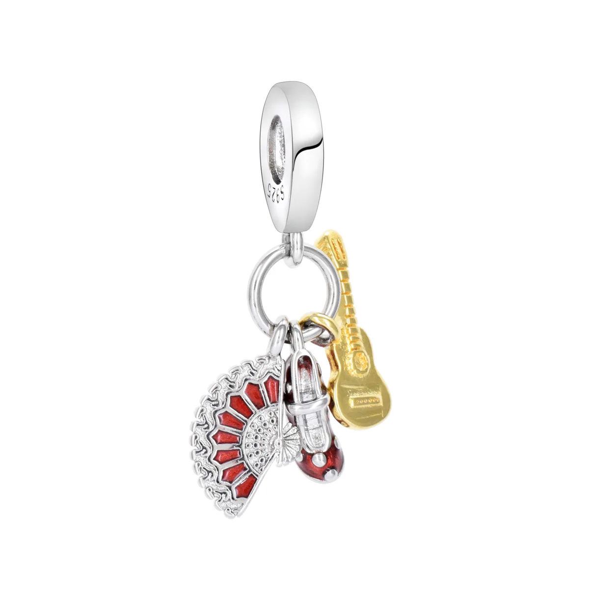 

Authentic S925 Sterling Silver DIY Charms Guitar Shoe Fan For Original Women Bracelet Necklace Chain Jewelry