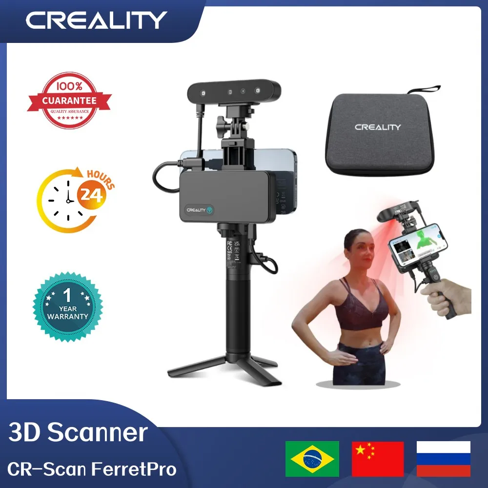 Creality 3D 스캐너, CR-Scan Ferret Pro, 정확도 ASIC 칩셋, 듀얼 모드, 풀 컬러 스캐닝, 휴대용 손떨림 방지 추적, 0.1mm