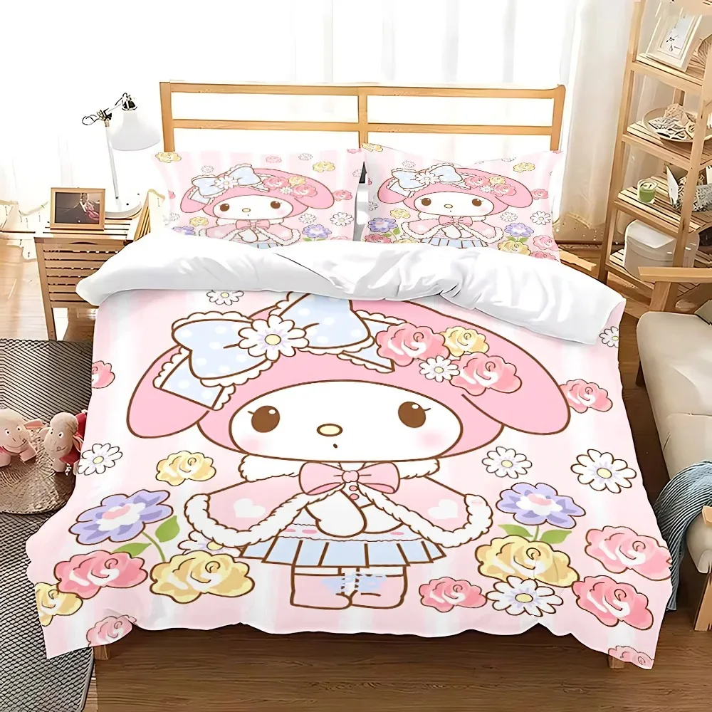 Cartoon My Melody Duvet Cover Pillowcase Bedding Set Adult Boy Girl Bedroom Decoration Children Gift Single Double Large Size 4