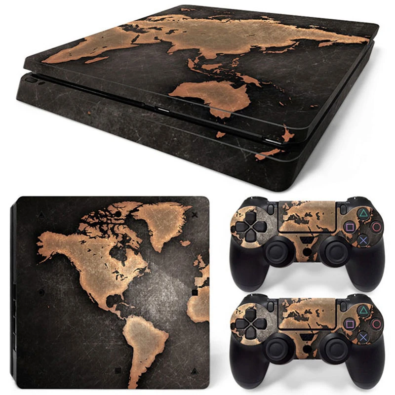 World Map PS4 Slim Skin Sticker Decal Cover for ps4 slim Console and 2 Controllers skin Vinyl slim sticker Decal 