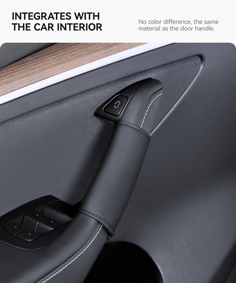 Door Inner Handle Protector Cover Leather For Tesla Model 3 Y Highland Juniper C