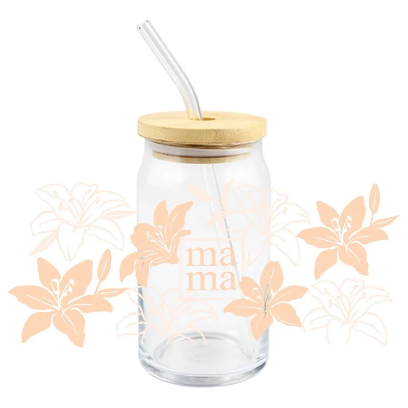 UV DTF Transfer Sticker Mother's Day For The 16oz Libbey Glass Wraps Bottles Cup Can DIY Waterproof Decals Hot Sale