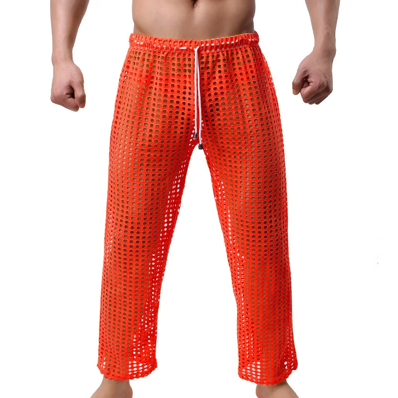 Pijama de malla transparente para hombre, largos, ropa de pantalones de rejilla ahuecados, mallas ropa interior _ AliExpress Mobile