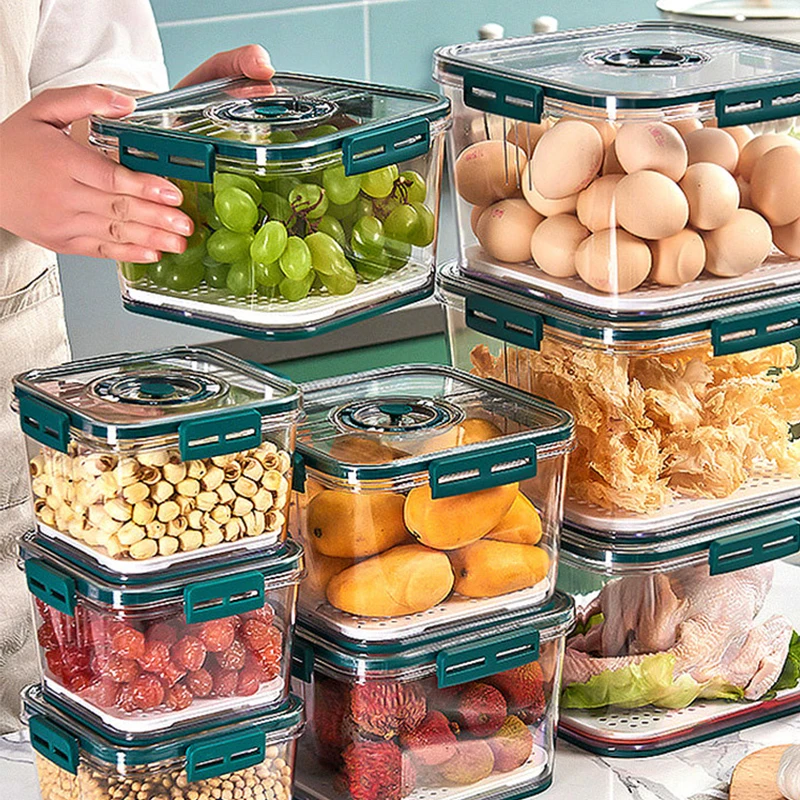 

Vegetables Food Joybos Storage Kitchen Set Organzier Cereals Timing Use Control Grade 3pcs Refrigerator Container
