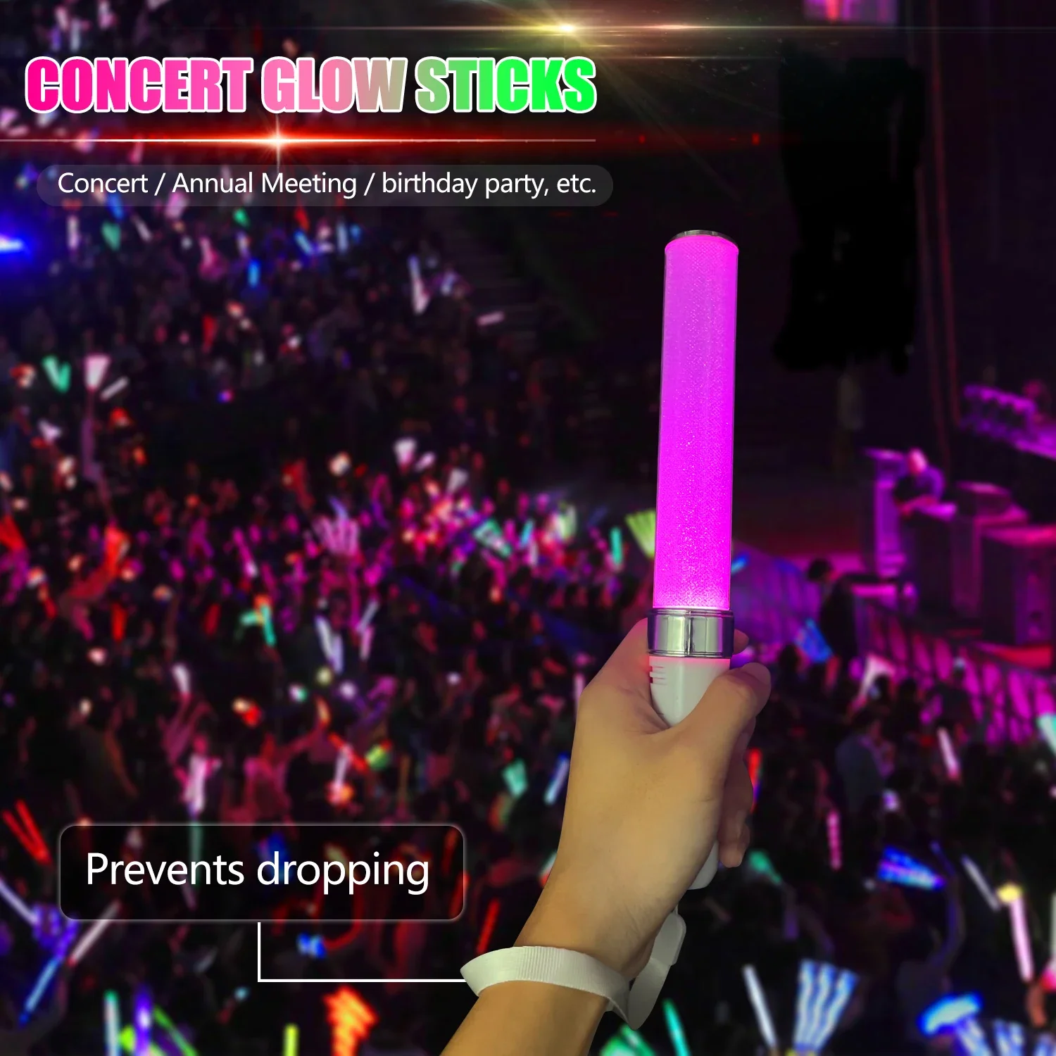 15 Color LED Color Changing Light Stick Battery Powered Cheering Props Party Concert Wedding Camping Decoration Without Battery glow sticks