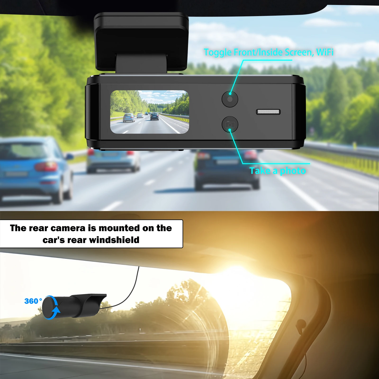 4K WIFI Dash Cam 2160P Car DVR Support front & rear lens Night Vision G-Sensor 24H Parking Monitor