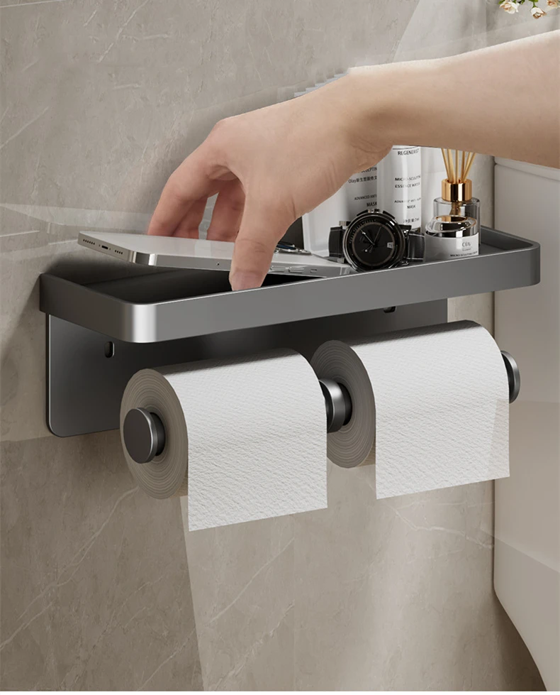 

Nail Free Mount Toilet Paper Holder Bathroom Tissue Accessories Rack Phone Shelf Punch Free Roll Paper Holder Bathroom Accessory