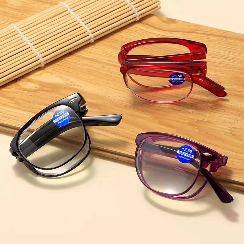 High Quality HD Lens Reading Glasses for Men Women Fashion Half Frame Presbyopia with Glasses Box Classical Folding Eyeglasses 3