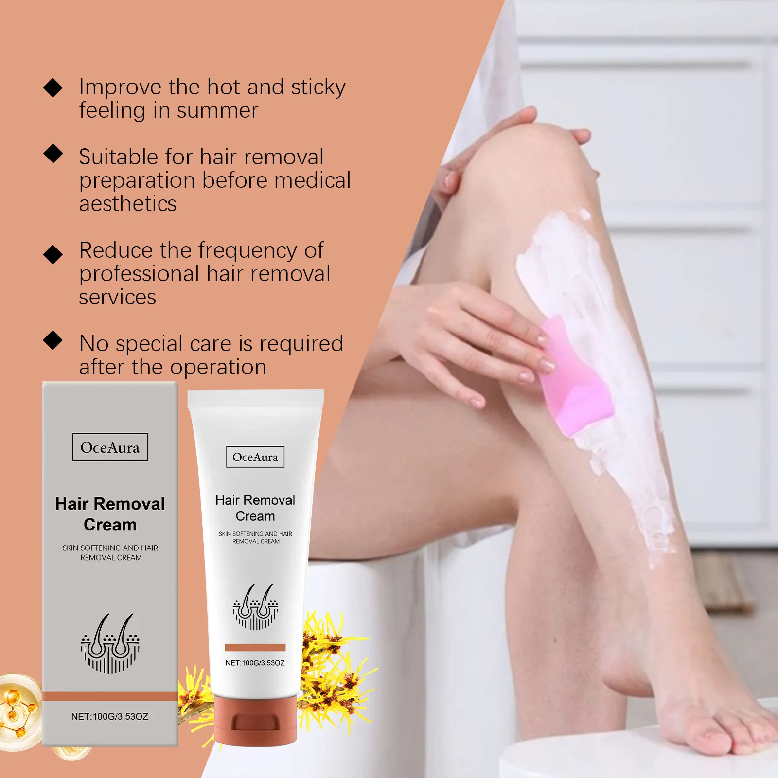 Oceaura Hair Removal Cream For Soothing Skin And Redness Relief_voghion.com