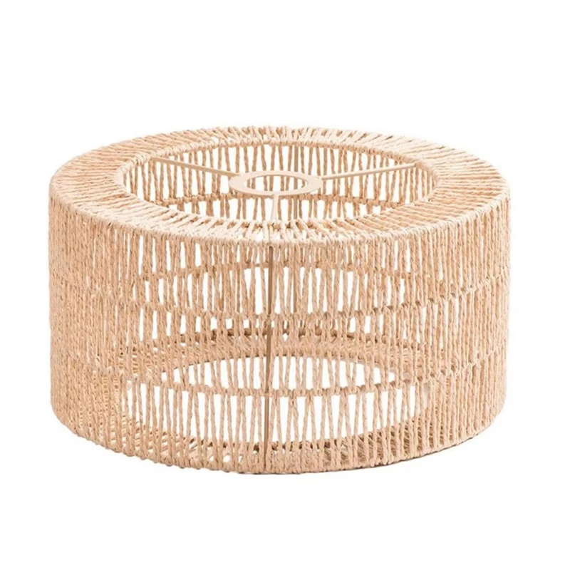 AB39-Paper Rope Lampshade Ceiling Light Shade Boho Chandelier Shade Bulb Guard For Restaurant Cafe Living Room