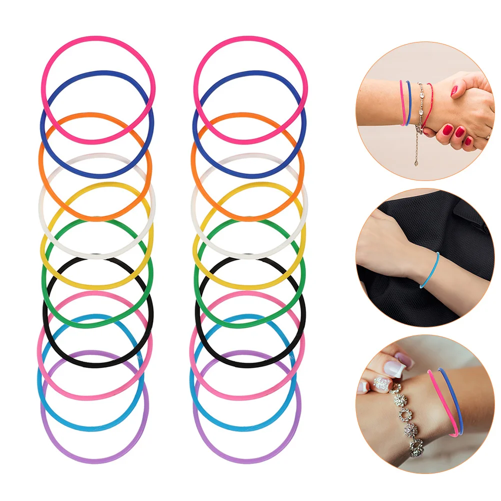 

20 Pcs Silicone Bracelet Skin-friendly Bracelets Mens Wrist Comfortable Wristband Jelly Silica Gel Stretch Man