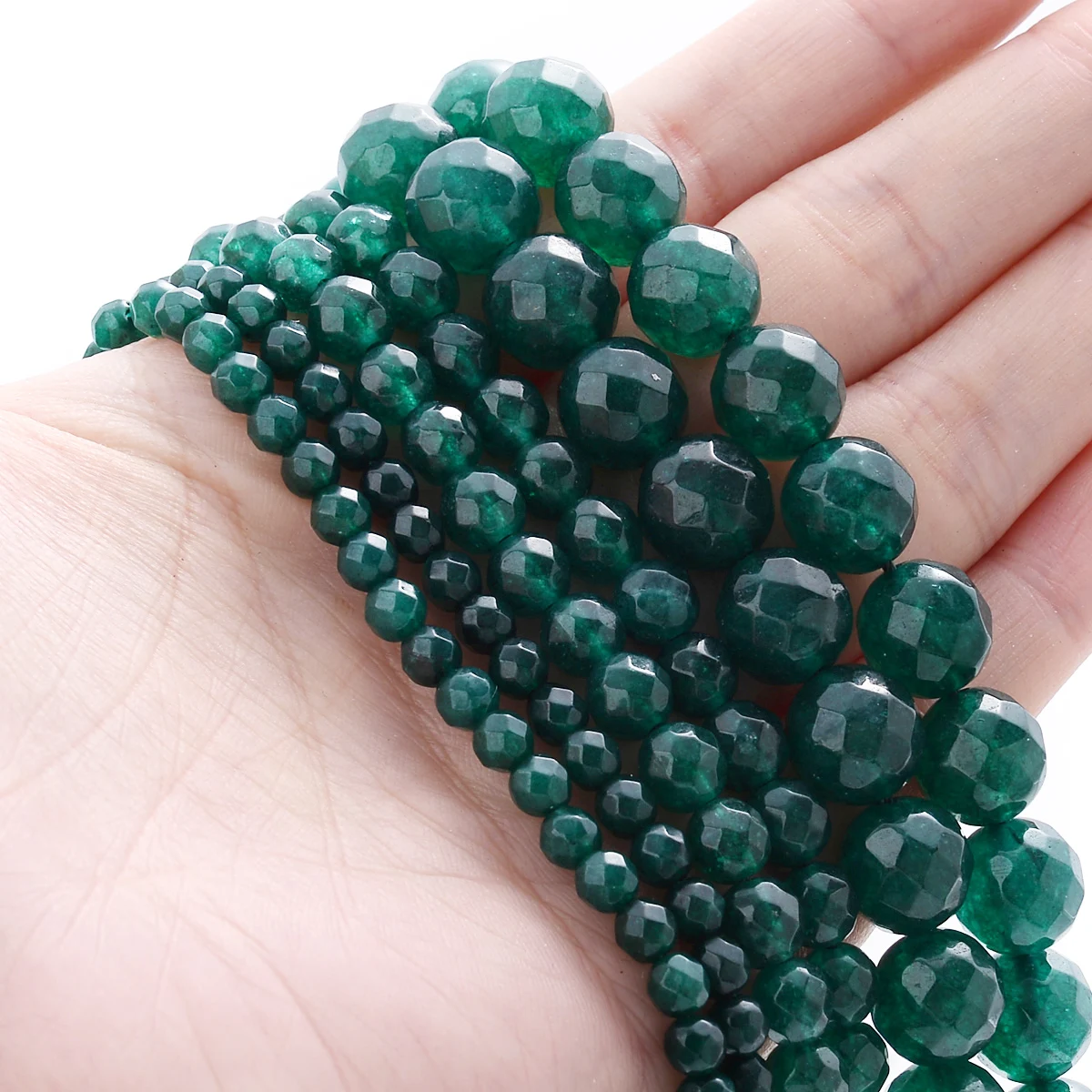 Natural Faceted Green Treasure Emeralds Chalcedony Jades Stone Loose