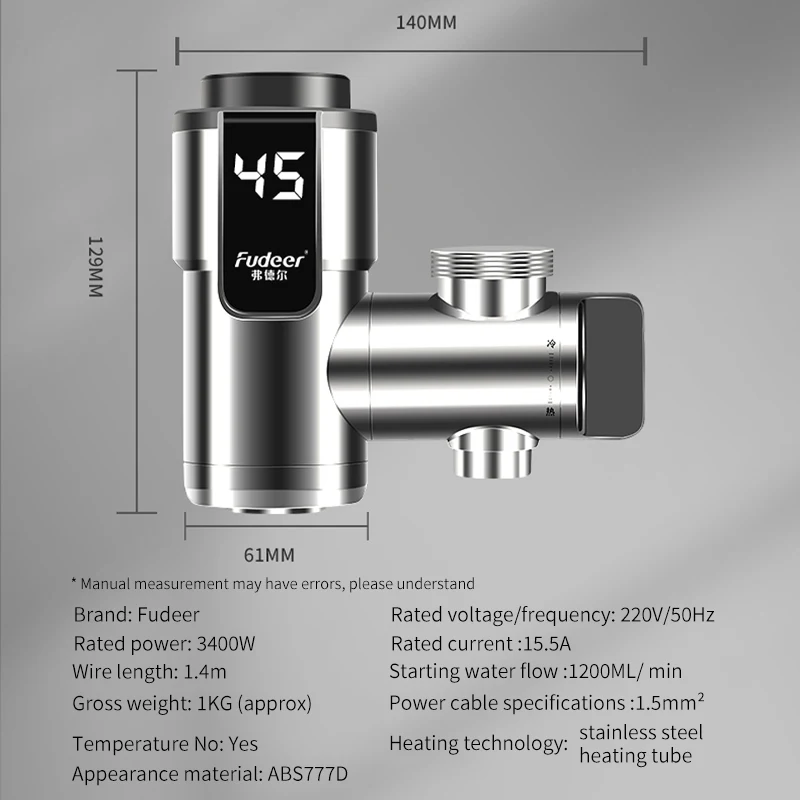 fudeer aquecedor agua sem tanque eletrico torneira 03