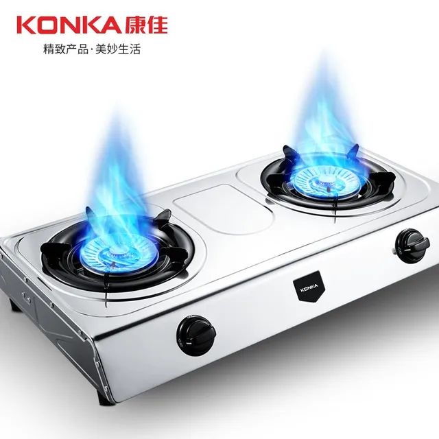 Stainless Steel Double Burner Gas Cooktops with Strong Flame for Home Use JZT-T502Y