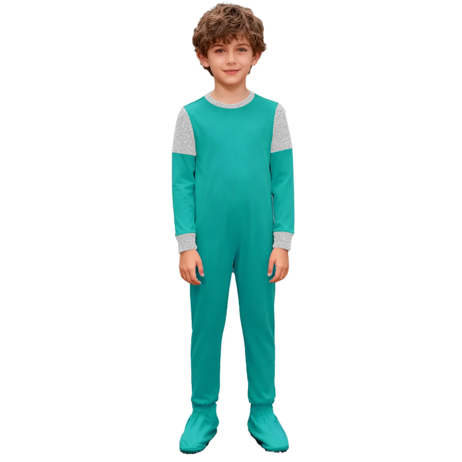 Teenager Jumpsuit Special Needs Adaptive Clothing Kids Boys Girls Footed Jumpsuit Child Long Sleeve Romper Zipper Full Body Suit 3