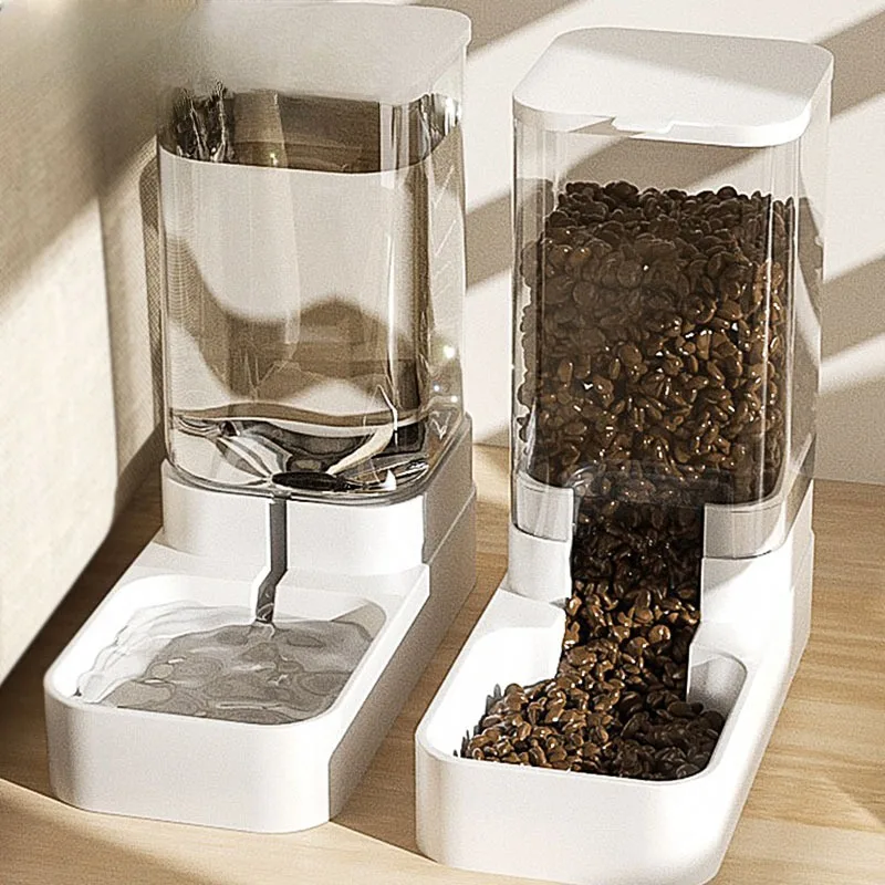 Dog Feeder Cat Automatic Feeding Water Bowl Transparent Pet Food Storage Dispenser Container Puppy Kitten Accessories