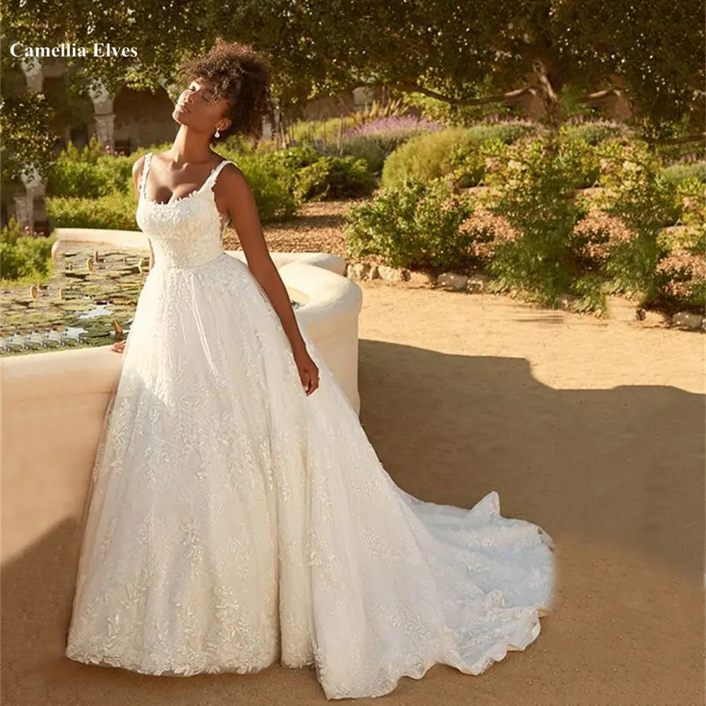 

Женское свадебное платье с квадратным вырезом, элегантное сексуальное ТРАПЕЦИЕВИДНОЕ платье для невесты