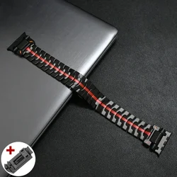Elegant Titanium Stainless Steel Watch Bracelet - Luxury Color Band for 46mm (Black red)