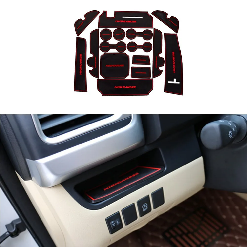 

Fit for Toyota Highlander 2015 Anti-Slip Car Rubber Door Slot Latex Gate Groove Non-Slip Mat Interior Cup Cushion 16pcs