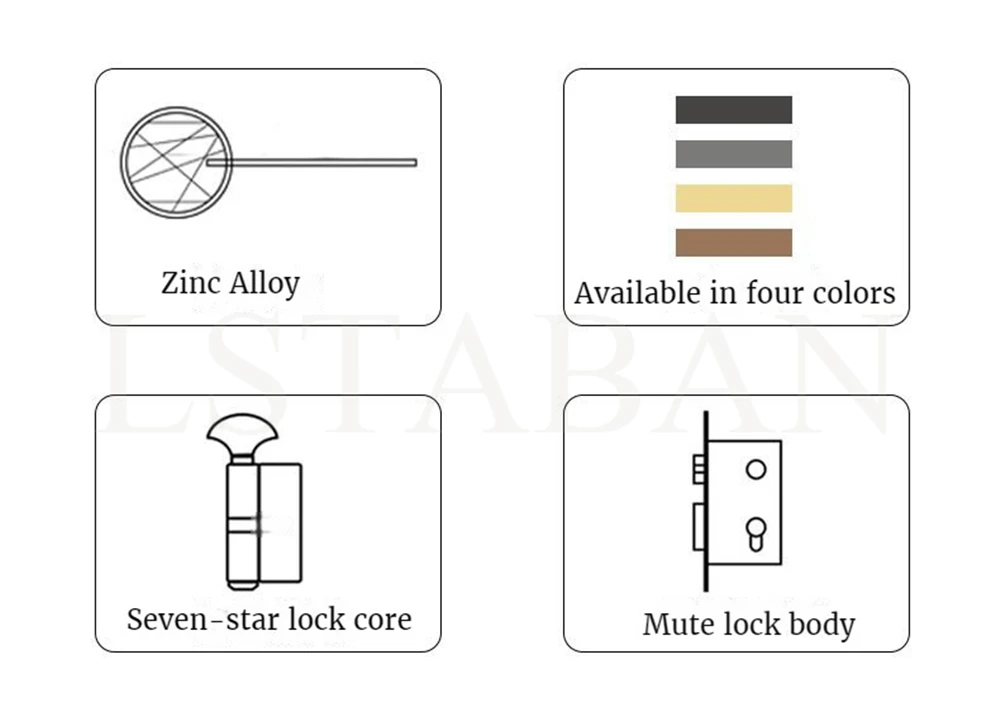 Description Picture 6 of itemZinc Alloy Bedroom Door Lock Living Room Bathroom Door Handle Lock Anti-theft Lock Cylinder Furniture Hardware Locks With Key