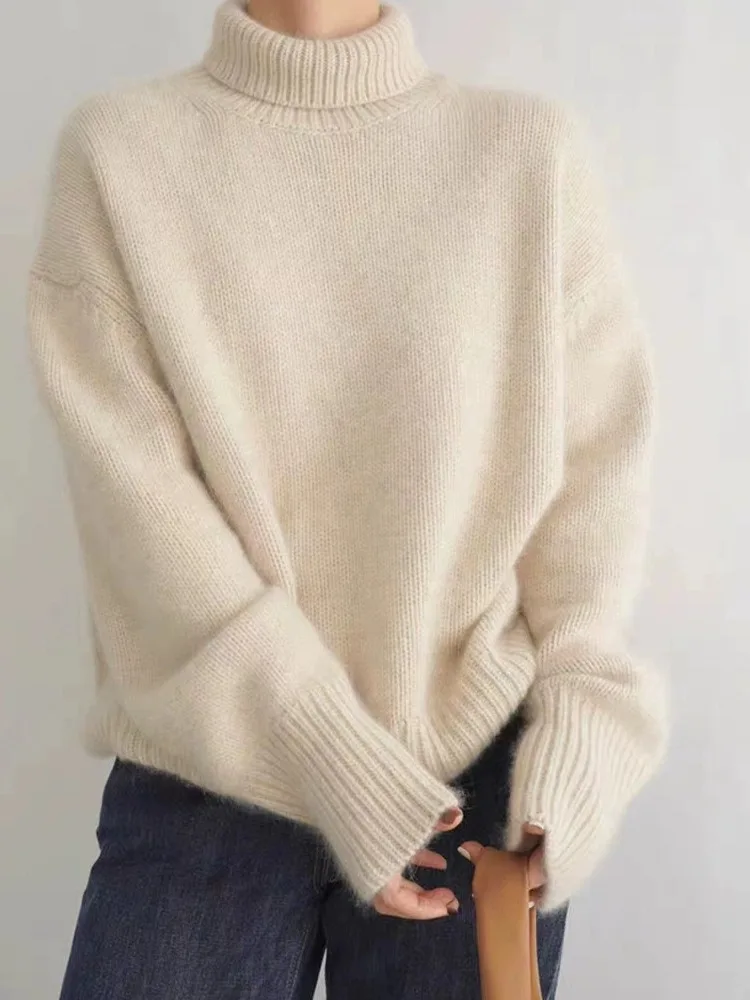 Cashmere Sweater Turtleneck 100% pure women's loose thickened autumn and winter wool jumper lazy base