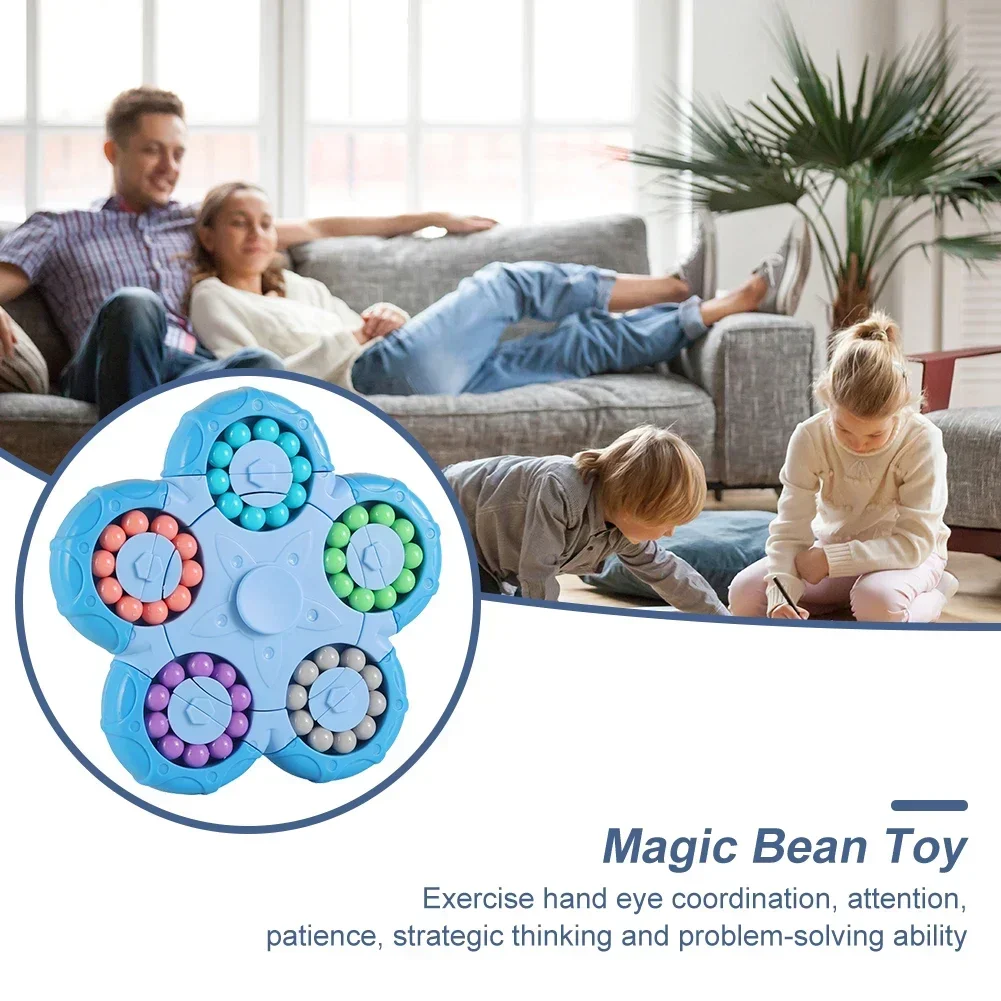 2 in 1 Magic Bean Gyro, Magical Bean Puzzle Toy, Rotating Magical Fidget Spinner Toys for Kids, Stress Relief Puzzles
