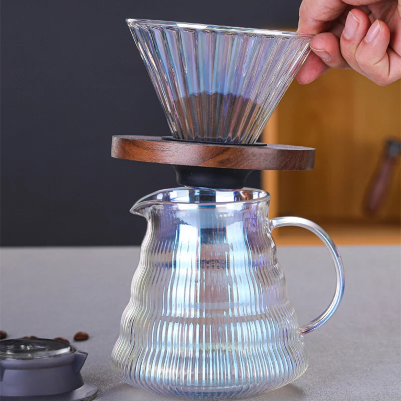 Pour over Coffee Dripper Coffee Pot Set Coffee Server Coffee Maker Cup V02  Glass Coffee Funnel Drip Coffee Set B