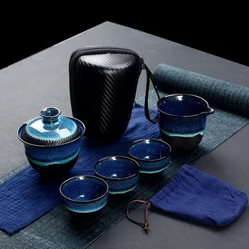 Set da tè da viaggio cinese Kung Fu teiera con smalto in ceramica Teacup Gaiwan bollitori Teaset in porcellana Set da tè bicchieri cerimonia del tè 1