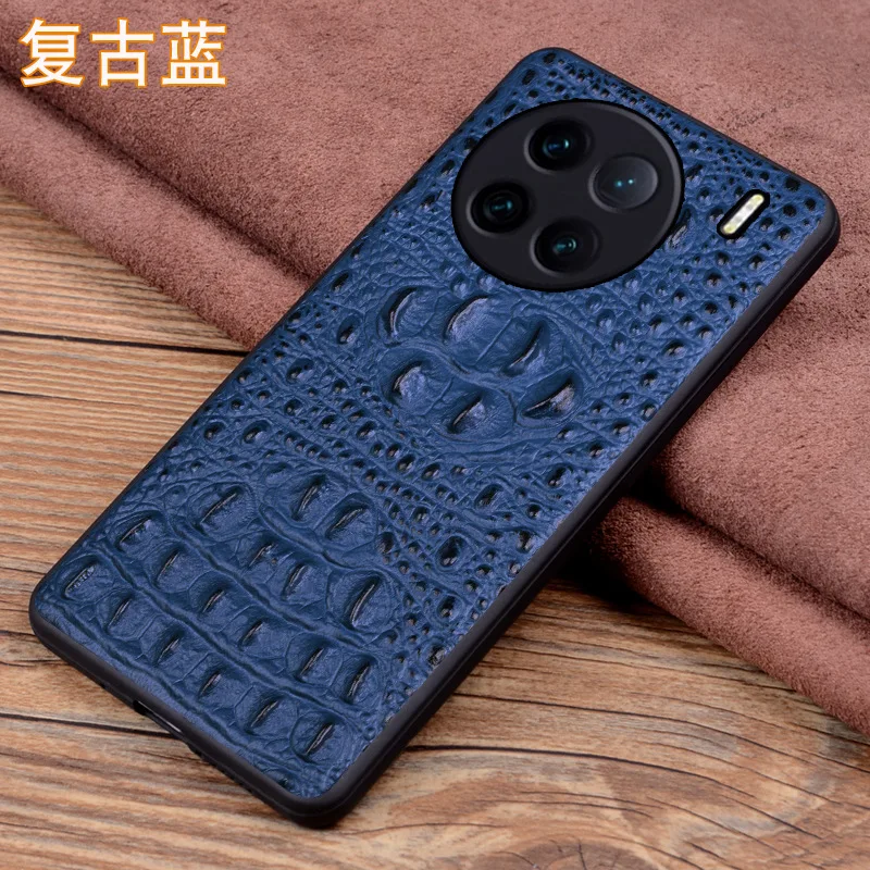 New Genuine Leather Luxury 3d Crocodile Head Phone Case For Vivo X90 X70 Pro Plus Cover Cases
