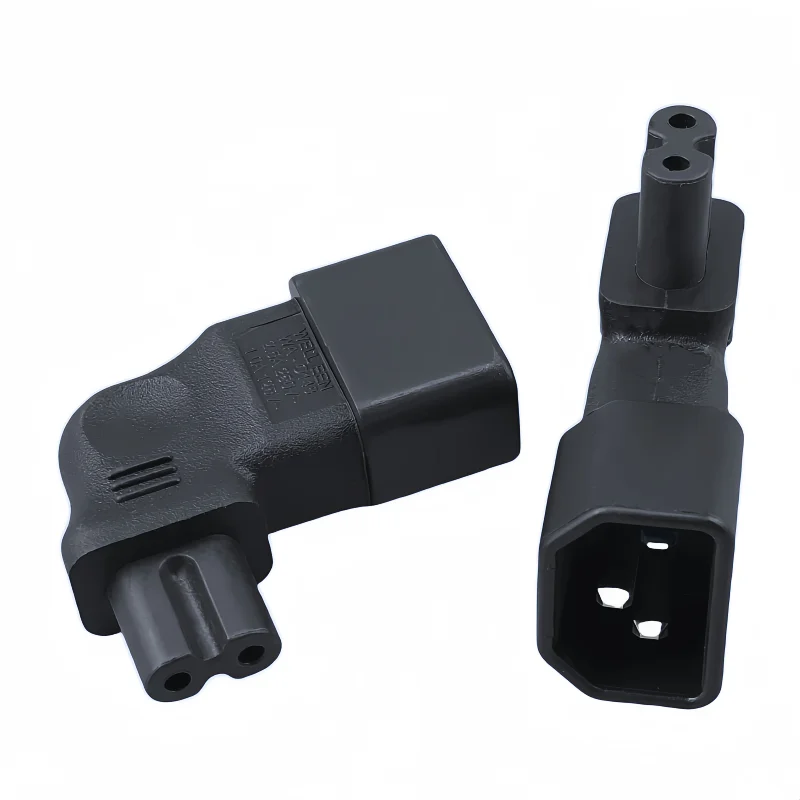Right Angle IEC C14 to C7 Power Adapter Plug, 10A Converter
