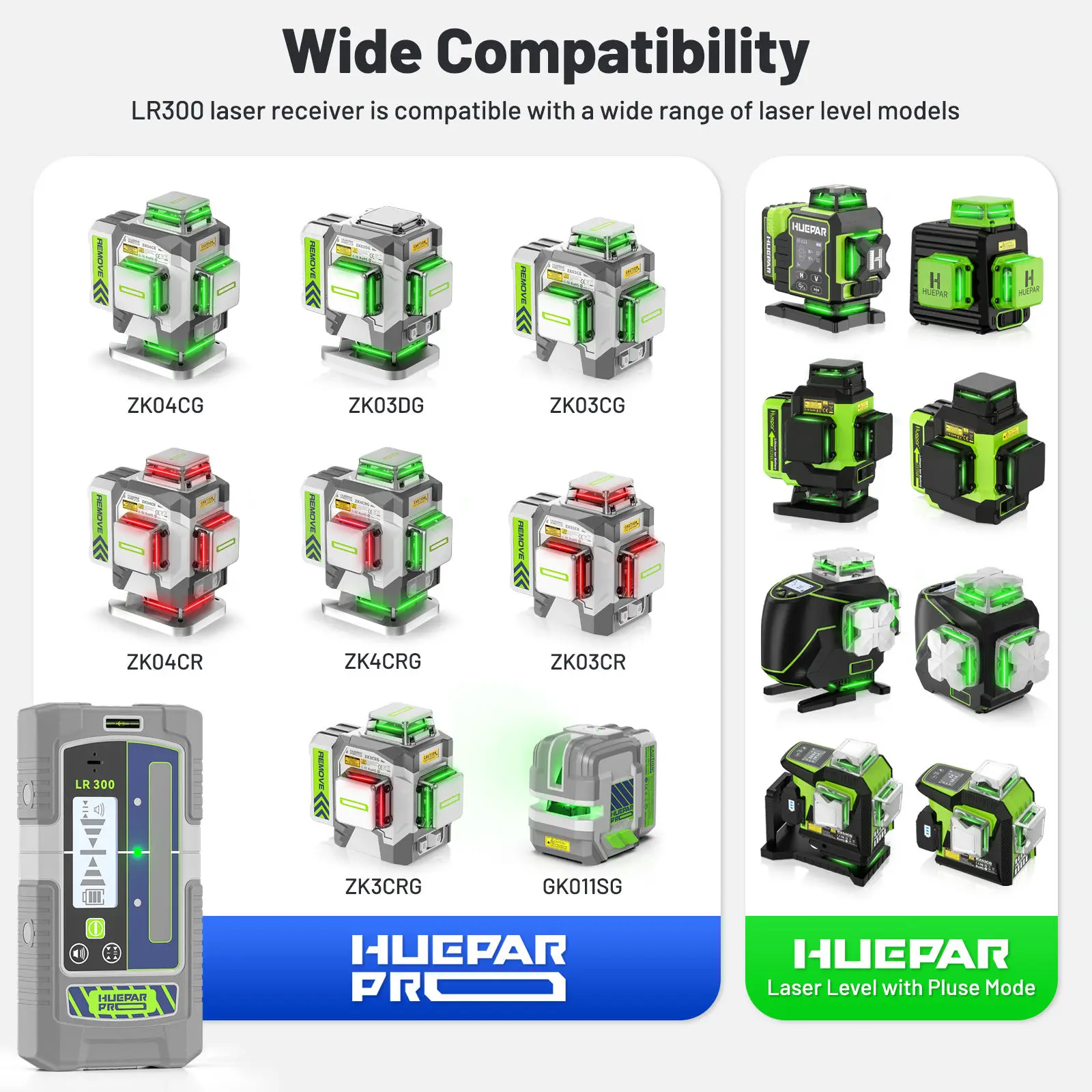 LR300 Laser Level Receiver Detector Suitable for Red and Green Line With Dual Bu