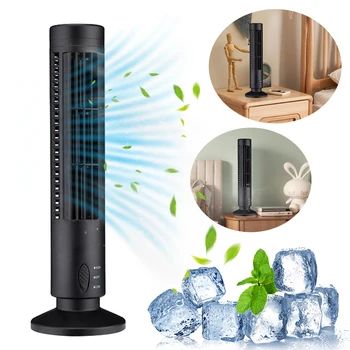 USB LED Tower Fan Bladeless Cooling Fan 2 Gear Speed Stand Up Tower Fan Portable Electric Floor Fan for Living Room Bedroom 1