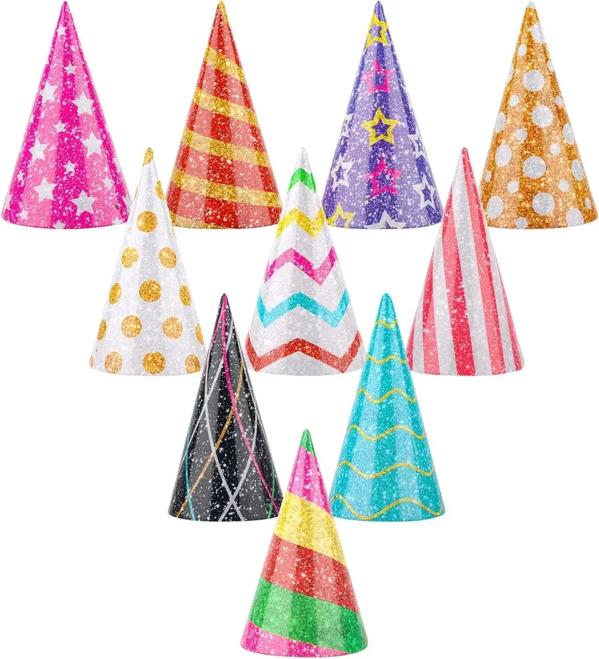 Colorful Mini Glitter Birthday Party Hats for Kids